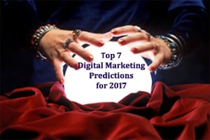 A crystal ball with the lettering Top 7 Digital Marketing Predictions of 2016 within